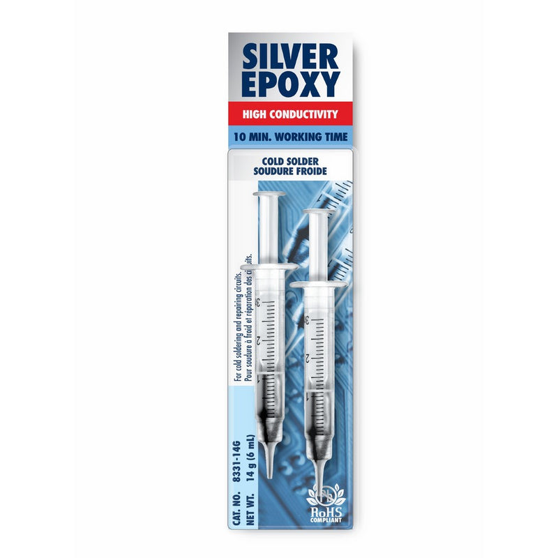 MG Chemicals 8331-14G Silver Epoxy Adhesive - High Conductivity, 10 min working time, 14 g, Dual Syringe