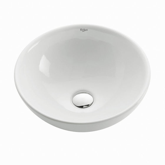 Kraus KCV-141 White Round Ceramic Bathroom Sink