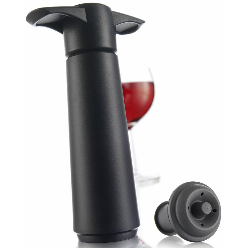 The Original Vacu Vin Wine Saver with 1 Vacuum Stopper - Black