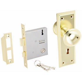 Ultra Hardware 44609 2-1/4" Brass Old Time Mortise Interior Door Lock Set