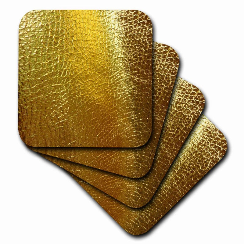 3dRose Faux Gold Snakeskin Coaster, Soft, Set of 8