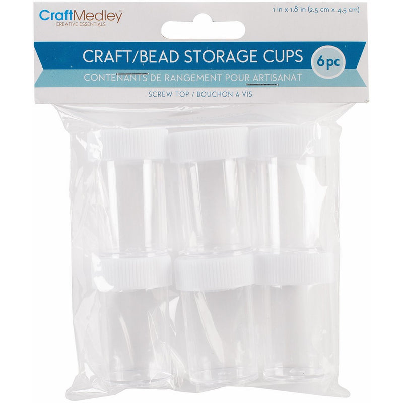 Bead Storage Cups W/Screw-Tops .7 Ounce 6/Pkg-