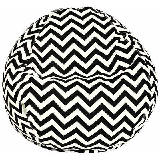 Majestic Home Goods Classic Bean Bag Chair - Chevron Giant Classic Bean Bags for Small Adults and Kids (28 x 28 x 22 Inches) (Black)