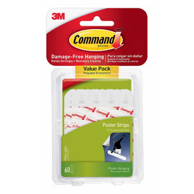 Command Poster Hanging Strips Value Pack, Small, White, 60-Pairs (17024-60ES)