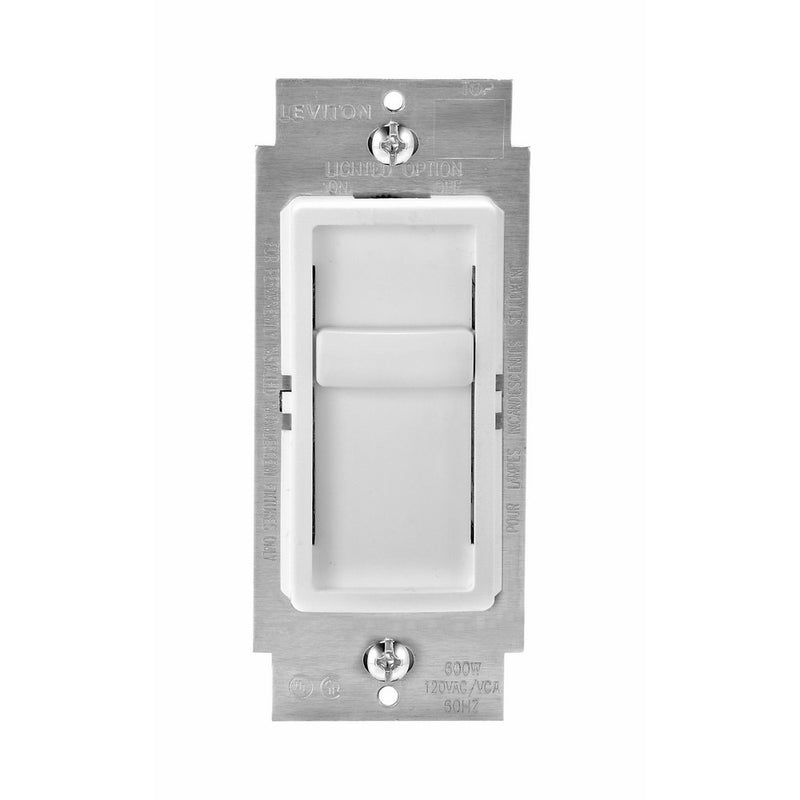 Leviton 6672-1LW SureSlide Universal 150W LED/CFL Incandescent Slide-To-Off Dimmer, White