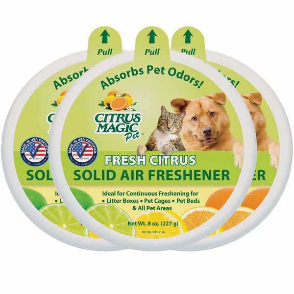 Citrus Magic Pet Odor Absorbing Solid Air Freshener Fresh Citrus, Pack of 3, 8-Ounces Each