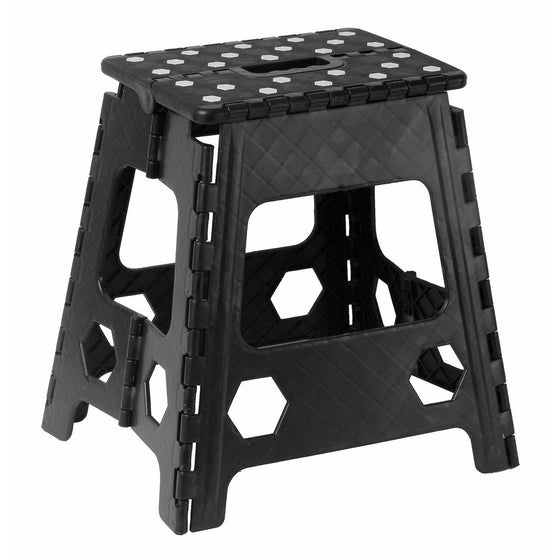 Folding Step Stool 15 Inch with Anti Slip Dots (Black)