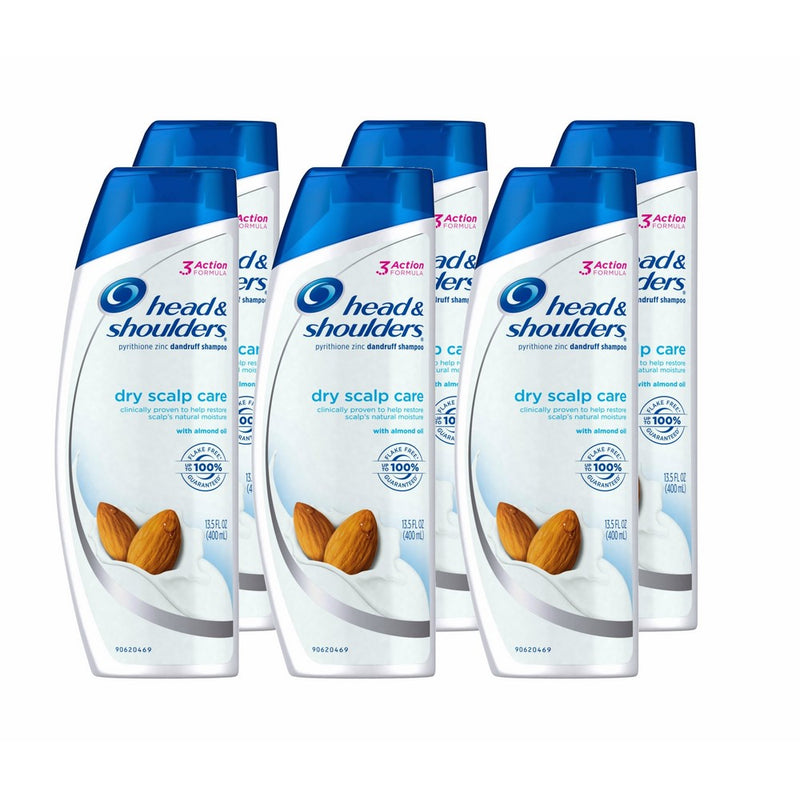 Head and Shoulders Dry Scalp Care With Almond Oil Dandruff Shampoo 13.5 Fluid Ounce (Pack of 6)