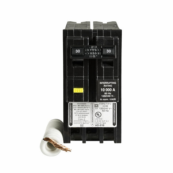Square D by Schneider Electric HOM230GFIC Homeline 30 Amp Two-Pole GFCI Circuit Breaker, ,