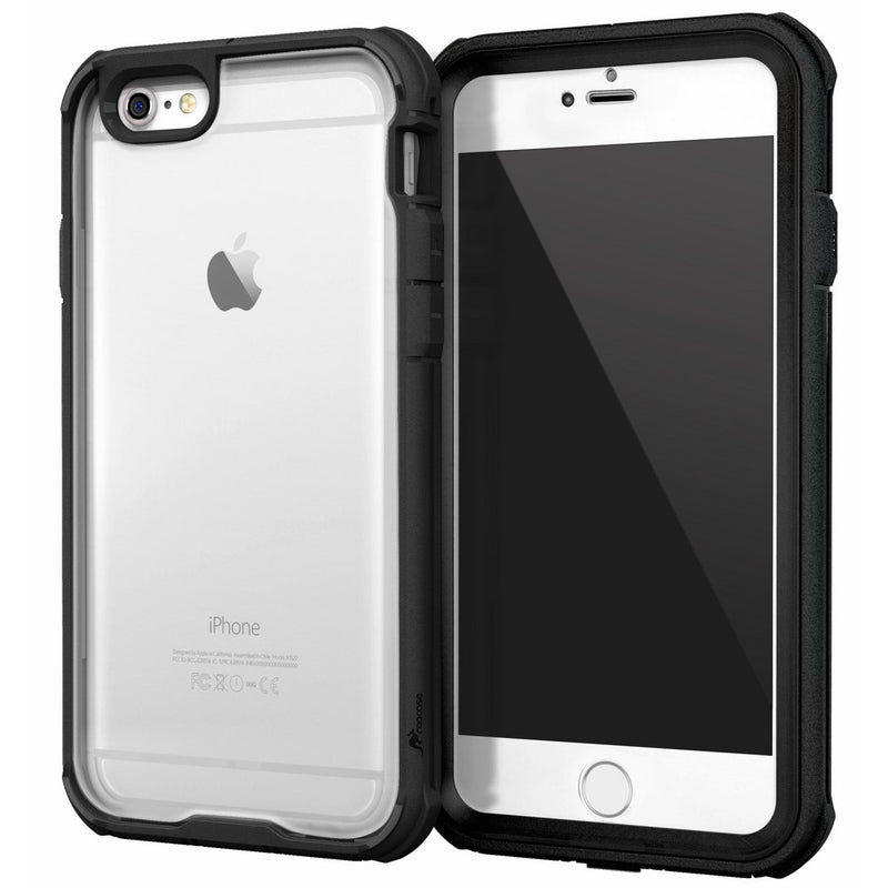 iPhone 6s Case, roocase [Glacier TOUGH] iPhone 6 (4.7) Hybrid Scratch Resistant Clear PC / TPU Armor Full Body Protection Case Cover with Built-in Screen Protector for Apple iPhone 6 / 6s (2015), Granite Black