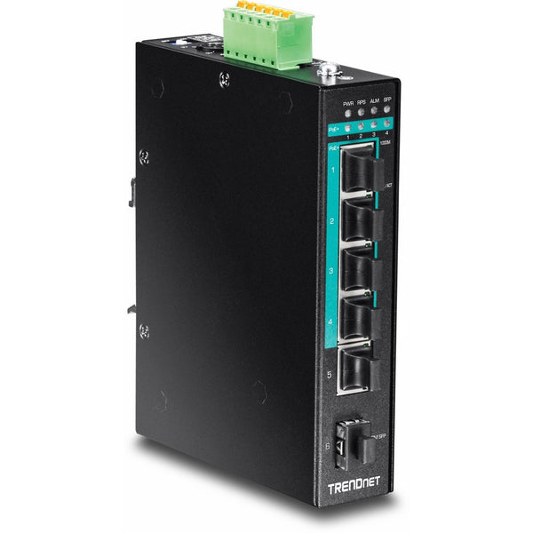 TRENDnet 5-Port Hardened Industrial Unmanaged Gigabit 10/100/1000 Mbps PoE DIN-Rail Switch, Lifetime Protection, TI-PG541