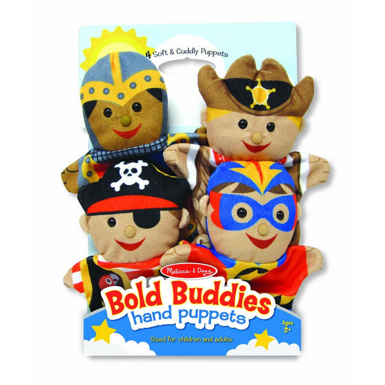 Melissa & Doug Bold Buddies Hand Puppets (Set of 4) - Knight, Pirate, Sheriff, and Superhero