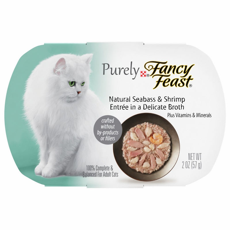 Purina Fancy Feast Natural Seabass & Shrimp Entre In A Delicate Broth Cat Food - (10) 2 oz. Tray