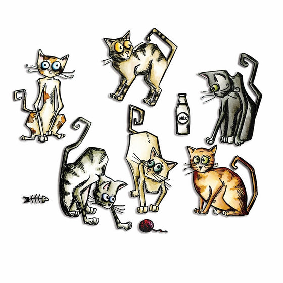 Sizzix 661209 Framelits Dies by Tim Holtz Crazy Cats