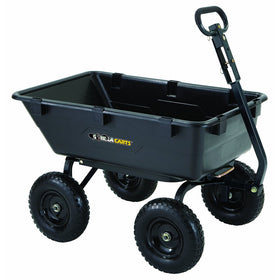 Gorilla Carts GOR6PS Heavy-Duty Poly Yard Dump Cart with 2-In-1 Convertible Handle, 1,200-Pound Capacity, Black