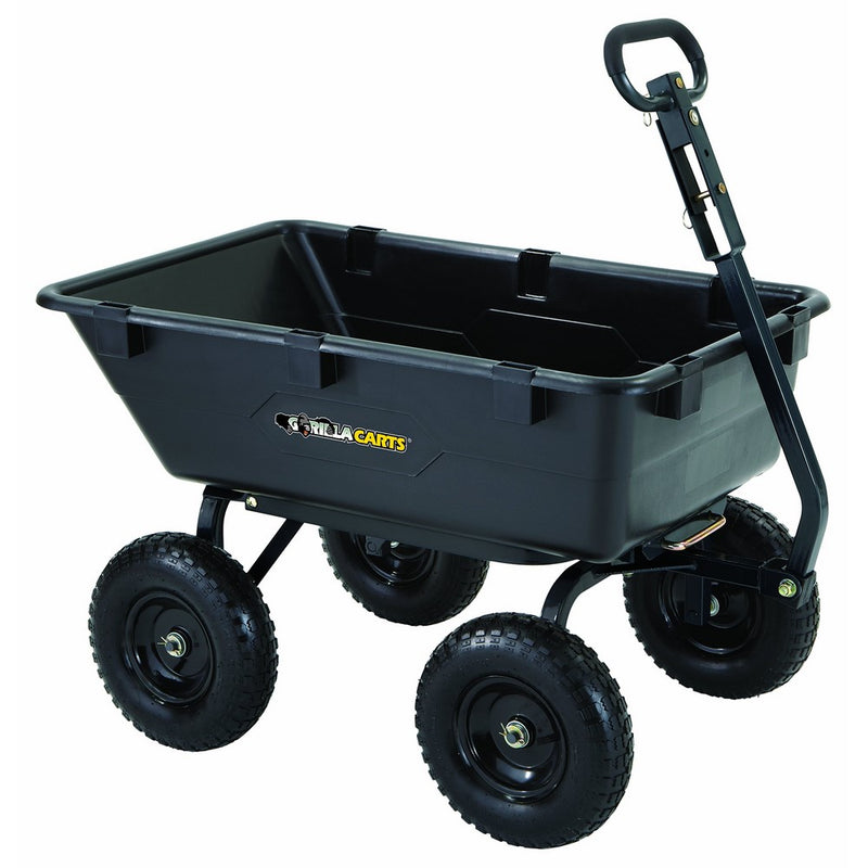 Gorilla Carts GOR6PS Heavy-Duty Poly Yard Dump Cart with 2-In-1 Convertible Handle, 1,200-Pound Capacity, Black