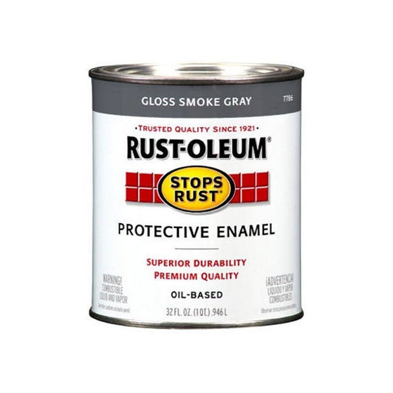 Rust-Oleum 7786502 Protective Enamel Paint Stops Rust, 32-Ounce, Gloss Smoke Gray
