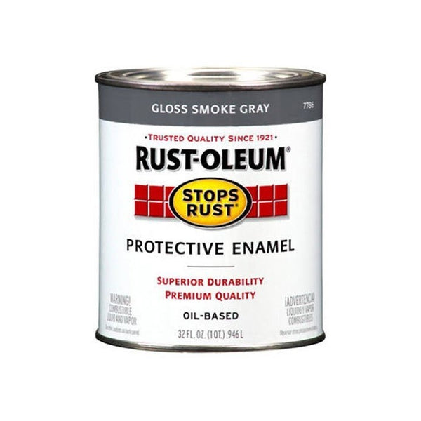 Rust-Oleum 7786502 Protective Enamel Paint Stops Rust, 32-Ounce, Gloss Smoke Gray