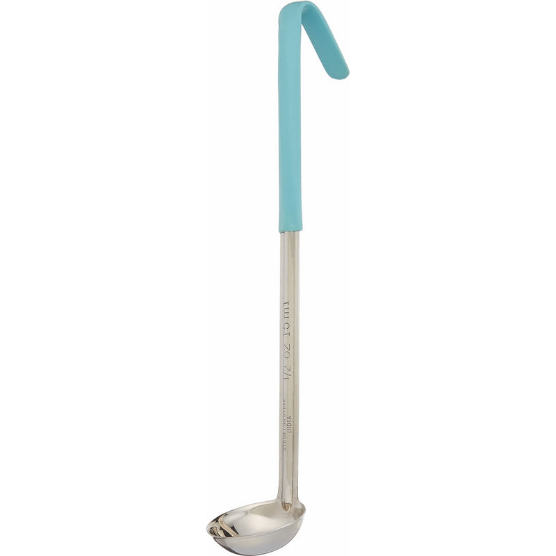 Winco LDC-05 Stainless Steel Ladle with Teal Handle, 1/2-Ounce