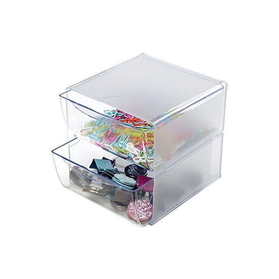 Deflecto Stackable Cube Organizer, Two Drawer (350101CR)