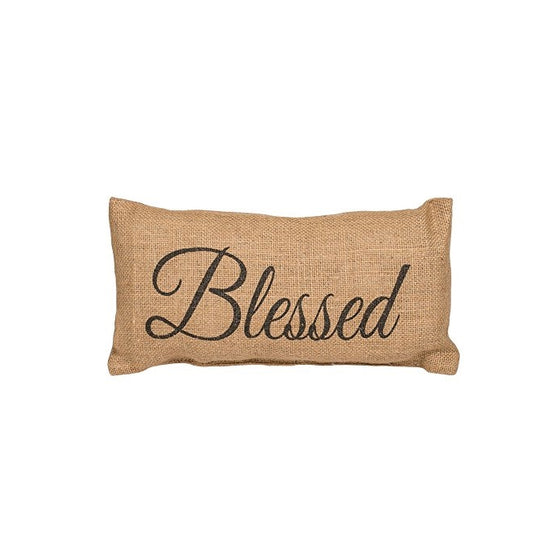 Small Burlap Blessed Country Pillow