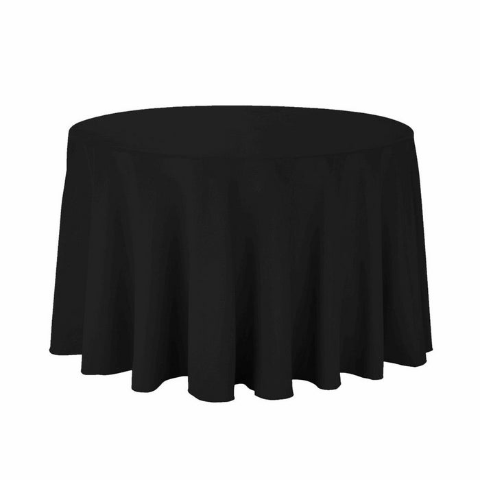 LinenTablecloth 108-Inch Round Polyester Tablecloth Black