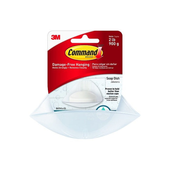 Command Soap Dish, Clear Frosted, 1-Dish, 2-Water-Resistant Strips (BATH14-ES)