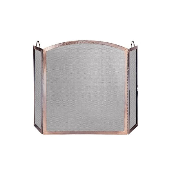 Uniflame, S-1307, 3-Panel Antique Copper Finish Screen with Arched Center Panel