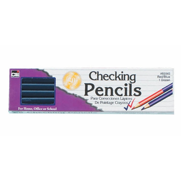 Charles Leonard Checking Pencil, Combination Red and Blue Colored Leads, 12/Box (65045)