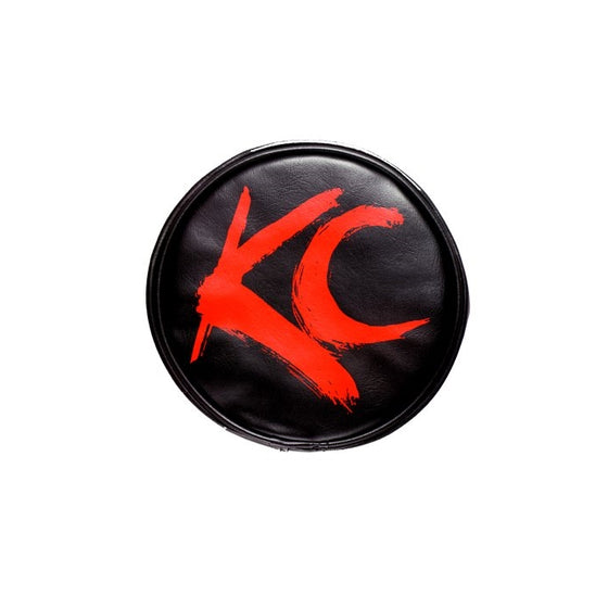 KC HiLiTES 5110 6" Round Black Vinyl Light Cover w/ Red KC Logo - Set of 2