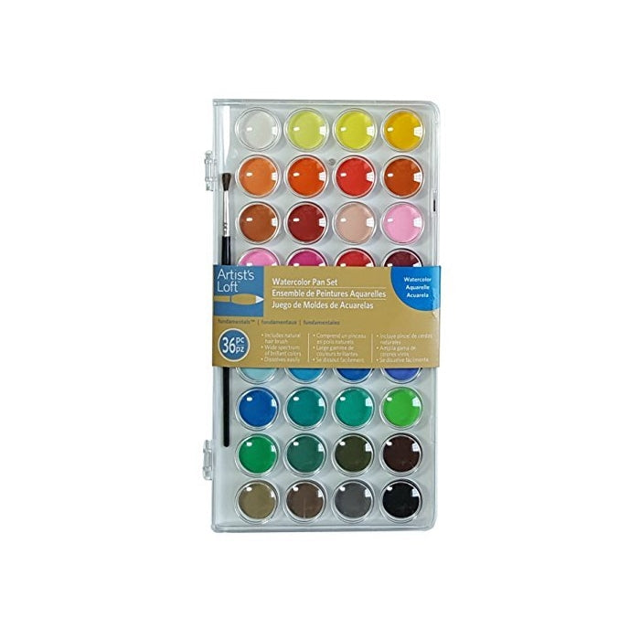 Artists Loft Fundamentals Watercolor Pan Set, 36 Colors