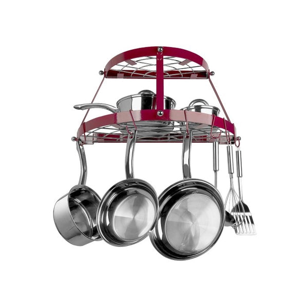 Range Kleen CW6003R, Red Enameled, 2 Shelf Wall Mounted Pot Rack