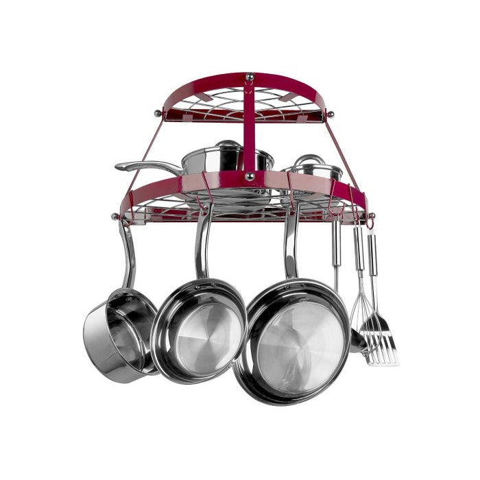 Range Kleen CW6003R, Red Enameled, 2 Shelf Wall Mounted Pot Rack