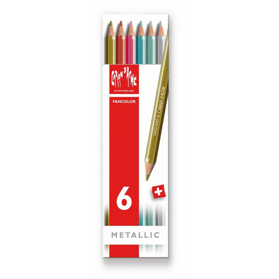 Caran d'Ache Fancolor Color Pencils, 6 Metallic Colors