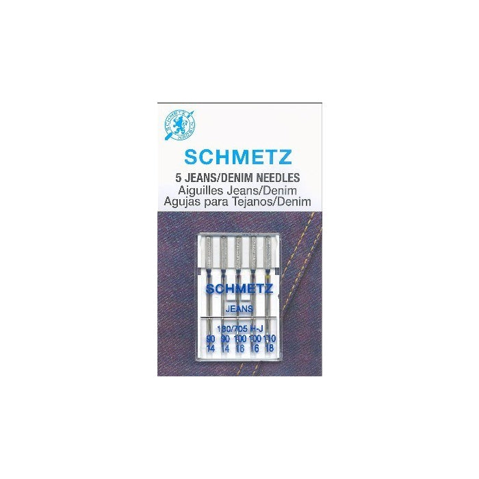 Euro-Notions Jean and Denim Machine Needles, Sizes 14/90 (2), 16/100 (2) 18/110 (1)