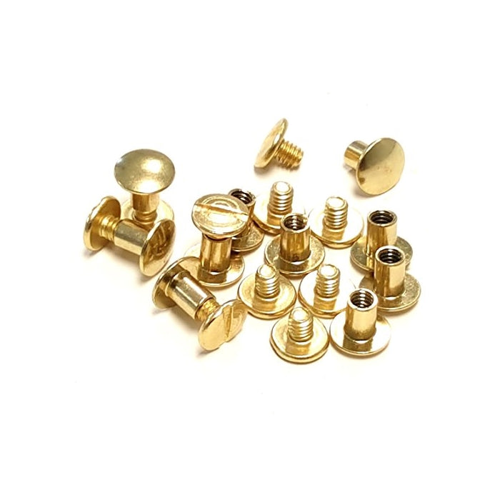 10 pack 3/8" Solid Brass Gold Chicago Screws Leather Repair Screw Post Fastener