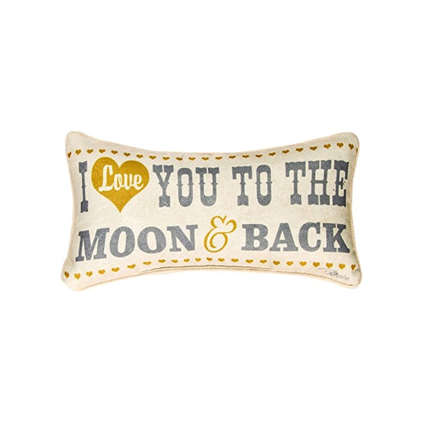 Manual Woodworkers & Weavers Word Throw Pillow,I Love You to The Moon and Back, 17 x 9"