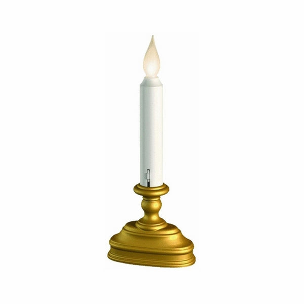 White LED Battery Operated Flameless Window Candle Antique Gold Finish with Auto Sensor - FPC1520B