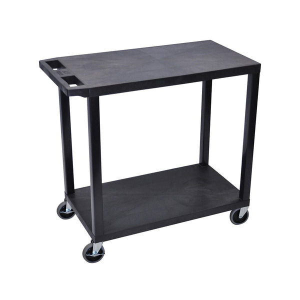 LUXOR EC22-B Cart, 2 Flat Shelves, 18" x 32", Black