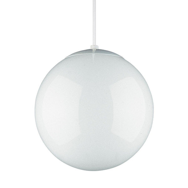 Sea Gull Lighting 6022-15 Hanging Globe One-Light Pendant with Smooth White Glass Diffuser, White Finish