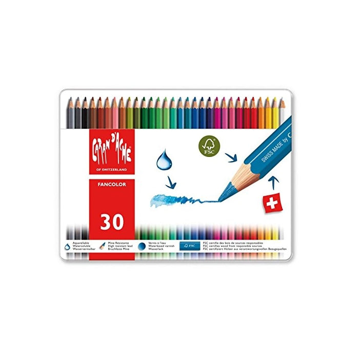 Caran d'Ache Fancolor Color Pencils, 30 Colors