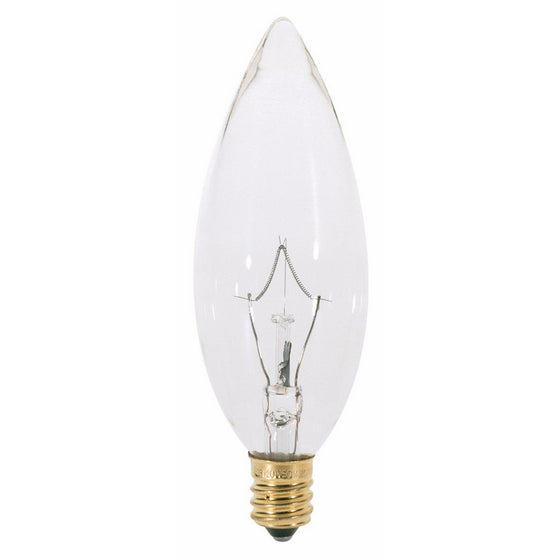 Satco S3283 120V Candelabra Base 40-Watt B9.5 Light Bulb, Clear