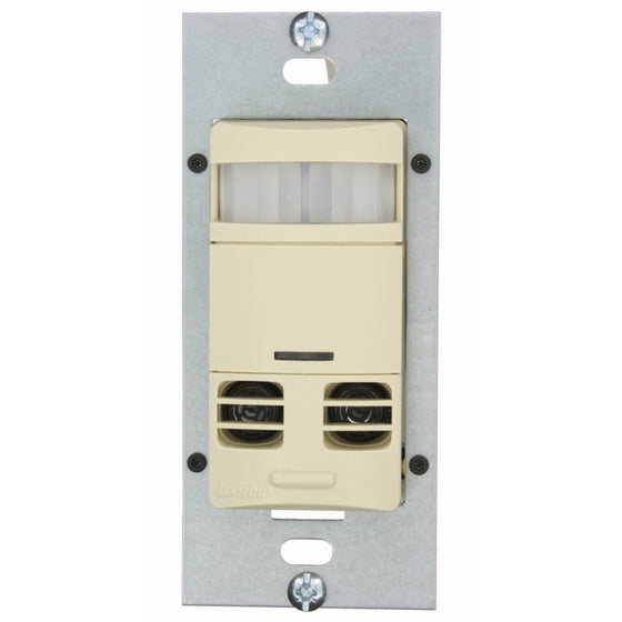 Leviton OSSMT-MDI Ultrasonic/Infrared, Dual-Relay Multi-Technology Wall Switch sensor, 2400 Sq. Ft Major & 400 Sq. Ft Minor Motion Coverage, Ivory