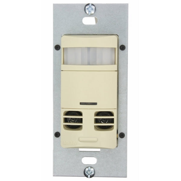 Leviton OSSMT-MDI Ultrasonic/Infrared, Dual-Relay Multi-Technology Wall Switch sensor, 2400 Sq. Ft Major & 400 Sq. Ft Minor Motion Coverage, Ivory