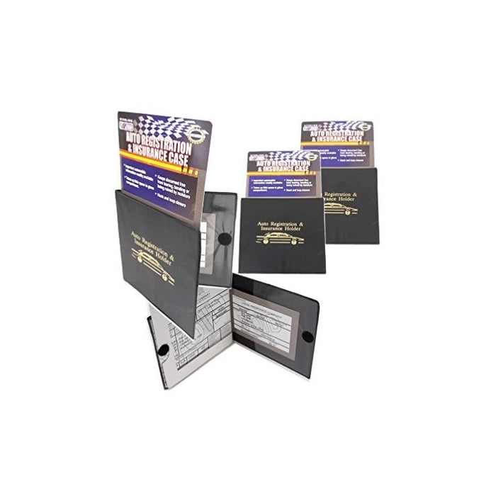 Set of 4 Auto Car Registration Insurance Holder Wallet - Document Id Black Case for Car Truck Boat