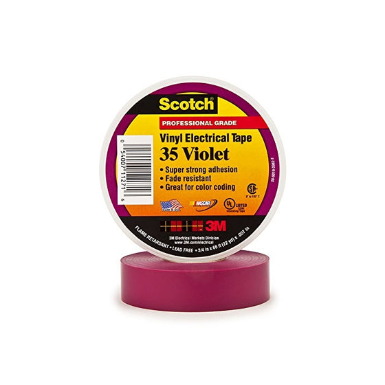 Scotch Vinyl Color Coding Electrical Tape 35, 3/4 in x 66 ft, Violet