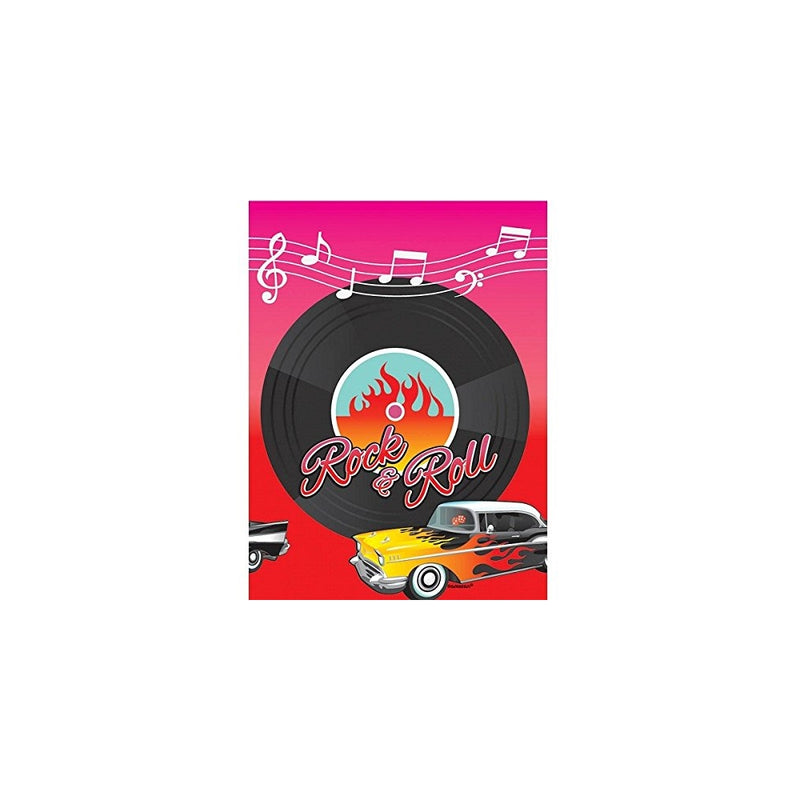 Amscan 50 s Theme Party Rock & Roll Vinyl Record Plastic Table Cover, 1 Piece, Made from Plastic, Birthday/Celebration, 4" x 102" by