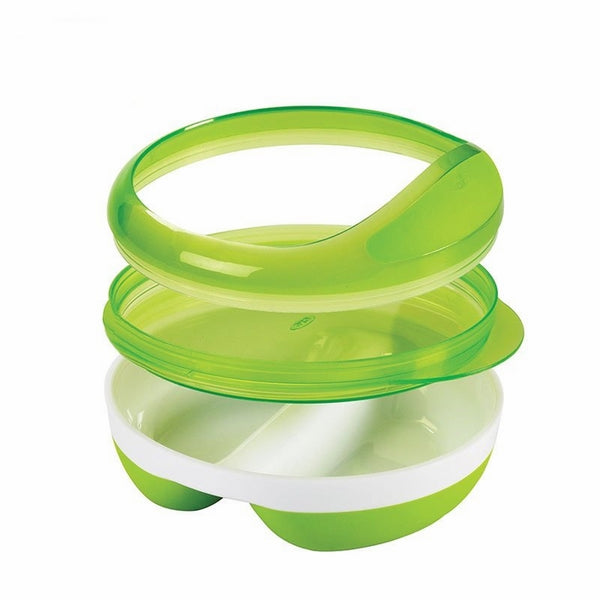 OXO Tot Divided Feeding Dish with Removable Ring and Storage Lid - Green