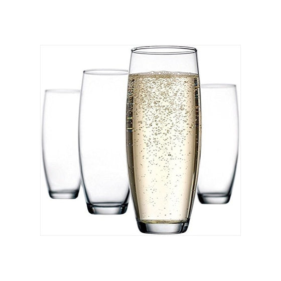 Home Essentials 5016 Set of 4, 10 Oz Stemless Flute