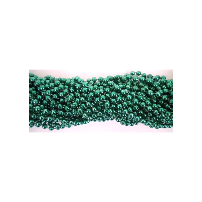33 inch 07mm Round Metallic Dark Green Mardi Gras Beads - 6 Dozen (72 necklaces)